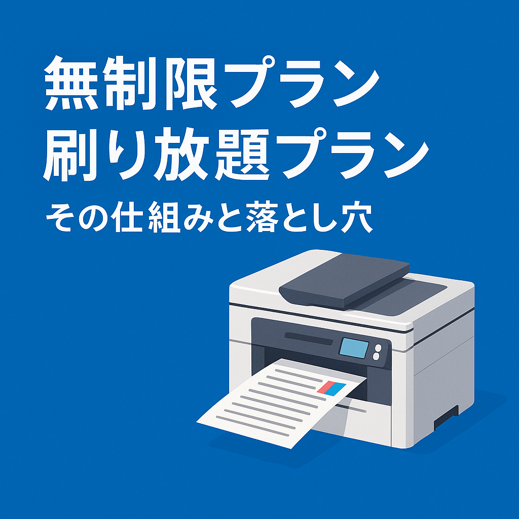 プリント無制限・刷り放題プランの仕組みと落とし穴を解説する図